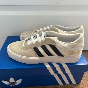 Adidas Cream and Black Striped Sneakers